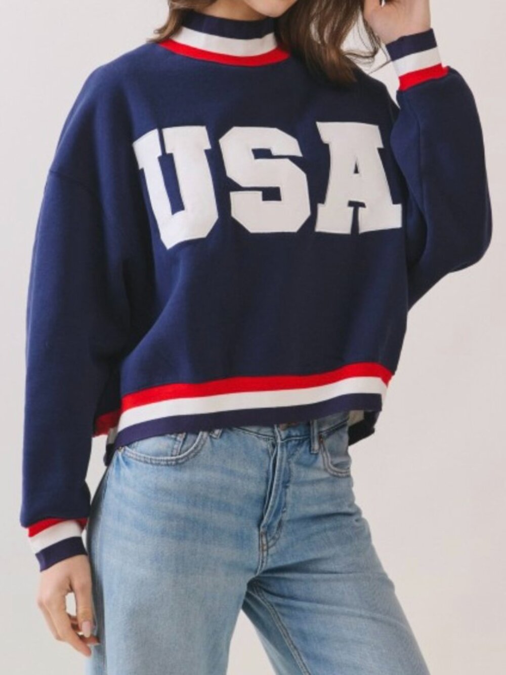 TCEC Navy USA Contrast Trim Sweatshirt